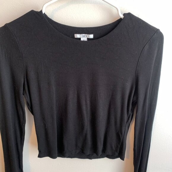Bar III Black Cropped Long Sleeve Shirt - Picture 4 of 5